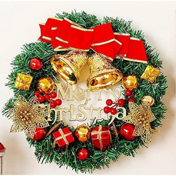 Fortunesn Girlanden »30CM Künstlicher Weihnachtskranz für die Tür, Weihnachtskranz, Weihnachtsdekoration, Weihnachtsstockanhänger, Türkranz,…