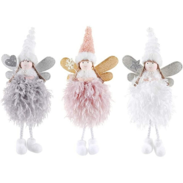 Fortunesn Hängedekoration »3 stücke Weihnachten Hängende Verzierung Engel Puppen, Weihnachtsengel mit Plüschfedern zum Aufhängen von Anhängern,…