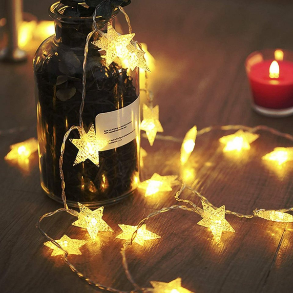 Fortunesn LED-Lichterkette »LED Lichterkette 4M Weihnachtsdeko 40er Warmweiß Sternen Lichterkette, Weihnachten Innen Deko 4.5v Lichterkette…