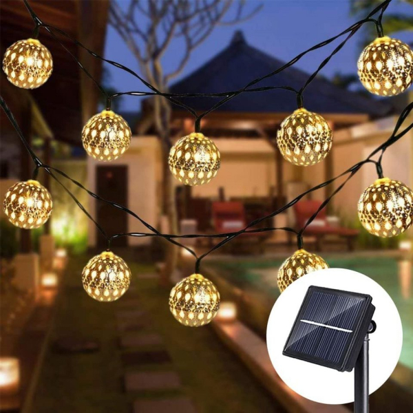 Fortunesn LED-Lichterkette »Solar Lichterkette Aussen, LED Lichterkette 5M 20 LED, Warmweiß 8 Modus, Orientalisch Lampe Warmweiß…