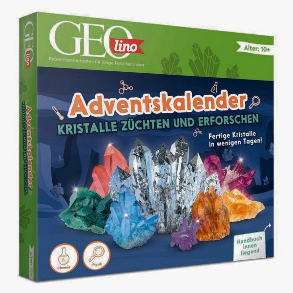 Franzis Adventskalender Franzis 67186 GEOlino Adventskalender Kristalle züchten & erforschen, fertige Kristalle in 24 Tagen