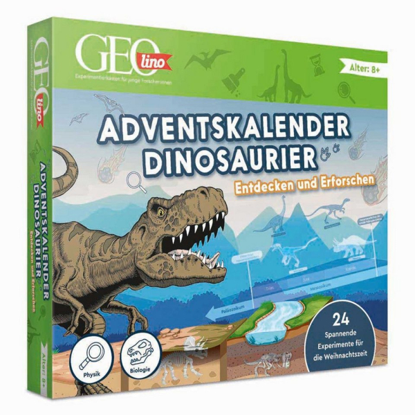 Franzis Adventskalender Franzis 67205 GEOlino Adventskalender Dinosaurier entdecken erforschen, 24 spannende Experimente zum Advent