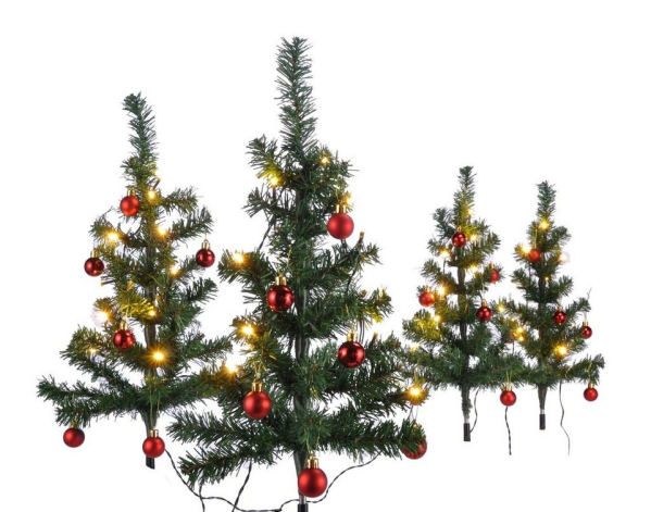 GartenHero Künstlicher Weihnachtsbaum »4 LED mini Weihnachtsbäume Lichterkette mit Kugeln Weihnachten«