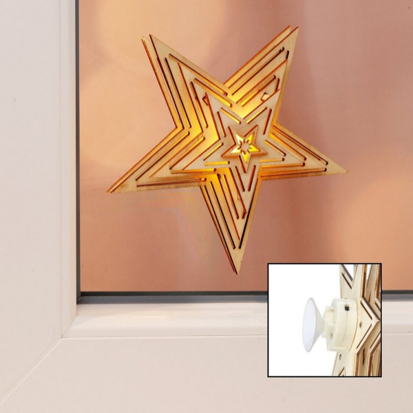 GartenHero LED Stern »Weihnachtsstern Holz Adventsstern Leuchtstern Faltstern Fröbelstern Weihnachten«