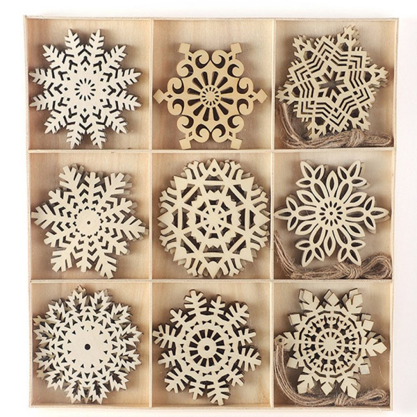 GelldG Christbaumschmuck »27 Stück Holz Weihnachten Anhänger, Holz Weihnachtsdeko, Holz Weihnachten Basteln, Schneeflocken Christbaum Anhänger«