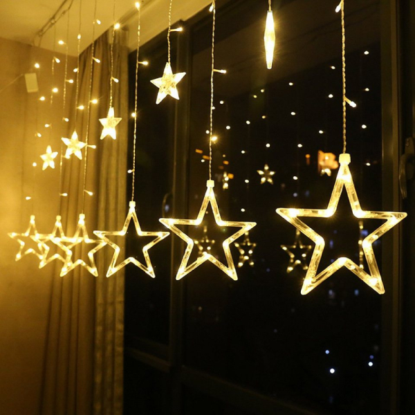 GelldG Lichterkette »Lichterkette mit LED Kugel 12 Sterne 138 Lichtvorhang 8 Modi Innen & Außenlichterkette Dekoration für Weihnachten«