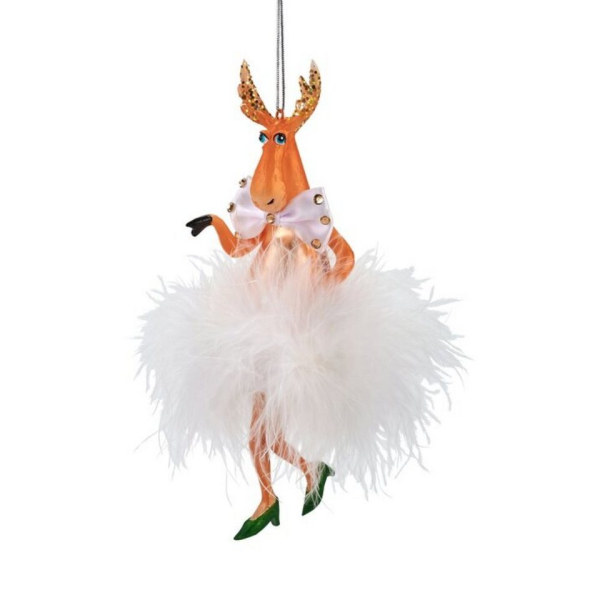 Giftcompany Christbaumschmuck »Hänger Rentier mit Federrock weiss – Hänger«