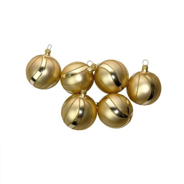 Gloelle Weihnachtsbaumkugel »6cm Kugel Satin Glow – Mini Gloelle Box im 6er-Set« (6 St), mundgeblasene & handbemalte Christbaumkugeln aus Glas