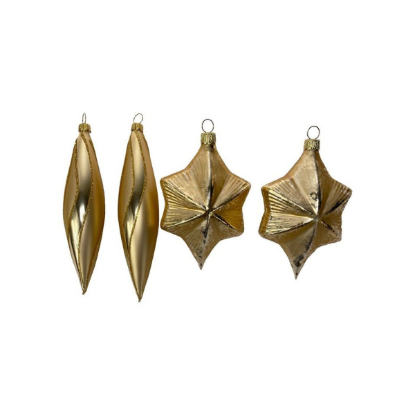 Gloelle Weihnachtsbaumkugel »Special No. #2 Satin Glow – Mini Gloelle Box im 4er Set« (4 St), mundgeblasene & handbemalte Christbaumkugeln aus Glas