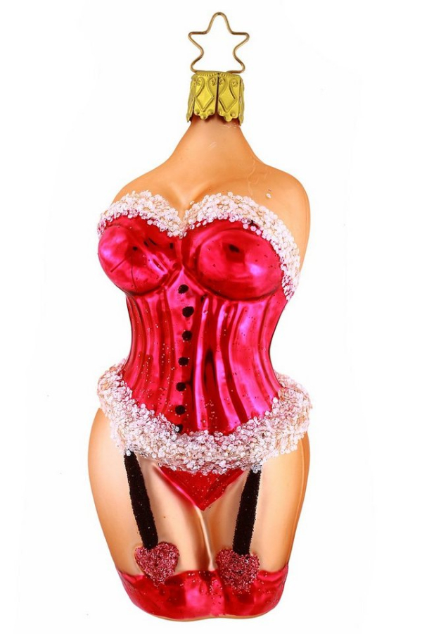 Hamburger Weihnachtskontor Christbaumschmuck »Korsage pink«, Inge-Glas® Manufaktur – Dekohänger – mundgeblasen – handdekoriert