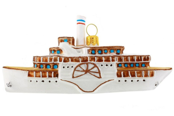 Hamburger Weihnachtskontor Christbaumschmuck »Raddampfschiff«, mundgeblasen – handdekoriert