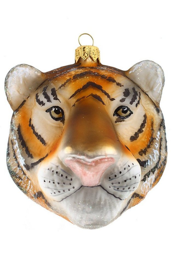 Hamburger Weihnachtskontor Christbaumschmuck »Tigerkopf«, Dekohänger – mundgeblasen – handdekoriert