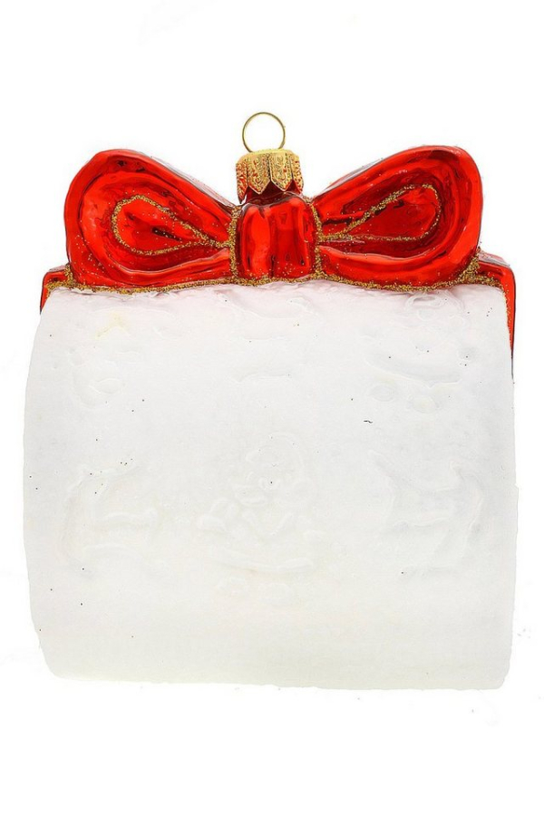 Hamburger Weihnachtskontor Christbaumschmuck »Toilettenpapier mit Schleife«, Dekohänger – mundgeblasen – handdekoriert