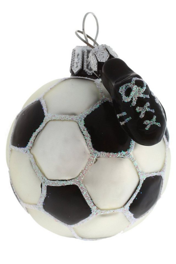 Hamburger Weihnachtskontor Weihnachtsbaumkugel »Fußball mit Schuh«, mundgeblasen – handdekoriert