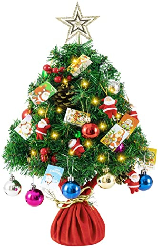 HBselect Weihnachtsbaum künstlich Weihnachtsdeko Christmas Tree Tannenbaum 50cm mit dichten Zweigen Blättern Dekorationen LED-Lichtleisten für…