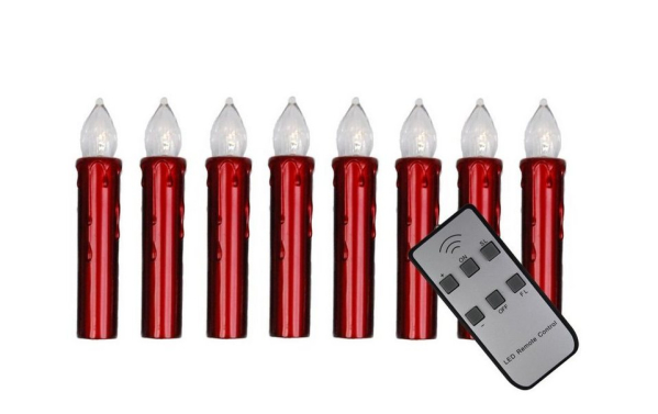 hdg LED-Christbaumkerzen »rot mit Fernbedienung Ø 15 mm«, passend für klassische Baumkerzenhalter für Weihnachtsbaum