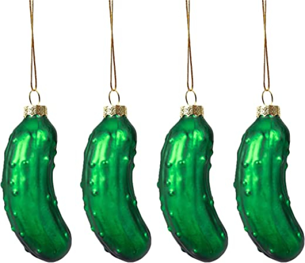 HERZWILD Weihnachtsgurke 4pcs Glas Gurke Weihnachtsbaumschmuck weihnachtsanhänger christmasbaumschuck Weihnachten weihnachtsdeko Fenster Glasgurke
