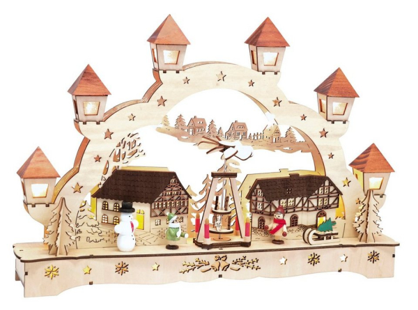 HGD Holz-Glas-Design LED Lichterbogen »Altstadt für Batterie- und Netzbetrieb«, Maße ca. 43 x 8 x 30 cm