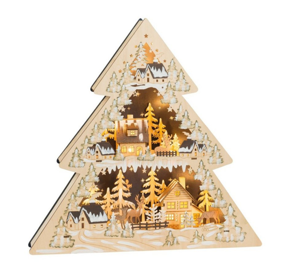 HGD Holz-Glas-Design LED Lichterbogen »Lichterspitze Winterdorf mit LED-Beleuchtung«, Maße ca. 44,5 x 7 x 44 cm