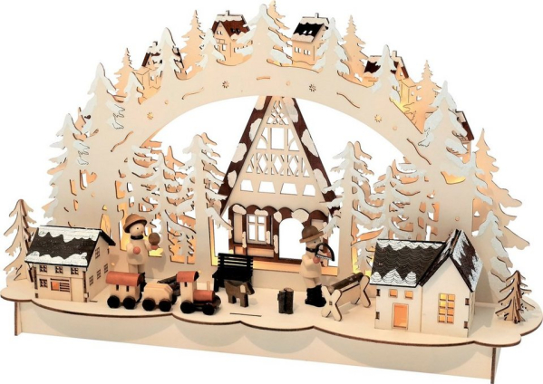HGD Holz-Glas-Design LED Lichterbogen »Waldeisenbahn für Batteriebetrieb mit Timer«, Maße ca. 45 × 12 × 27 cm