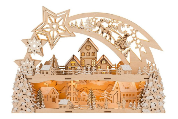 HGD Holz-Glas-Design LED Lichterbogen »Weihnachtsstern für Batterie- und Netzbetrieb«, Maße ca. 45 x 9 x 31 cm