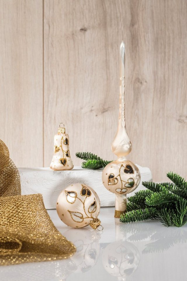 HGD Holz-Glas-Design Weihnachtsbaumkugel »Glaskugelsortiment Dekor 39teilig«, Ø ca. 5, 6 und 7 cm