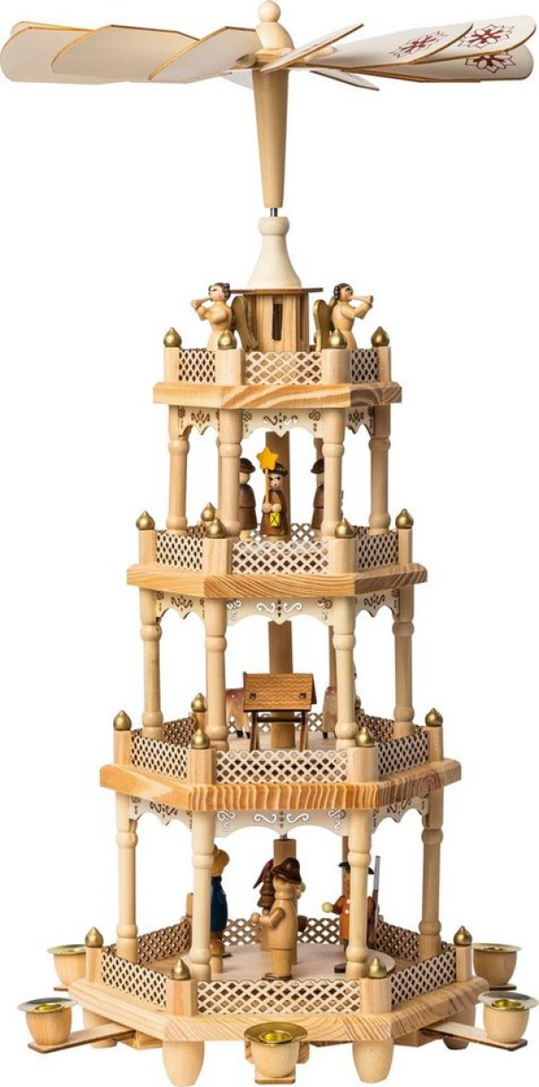 HGD Holz-Glas-Design Weihnachtspyramide »Pyramide Waldweihnacht für 6 Pyramidenkerzen«, Höhe ca. 56 cm