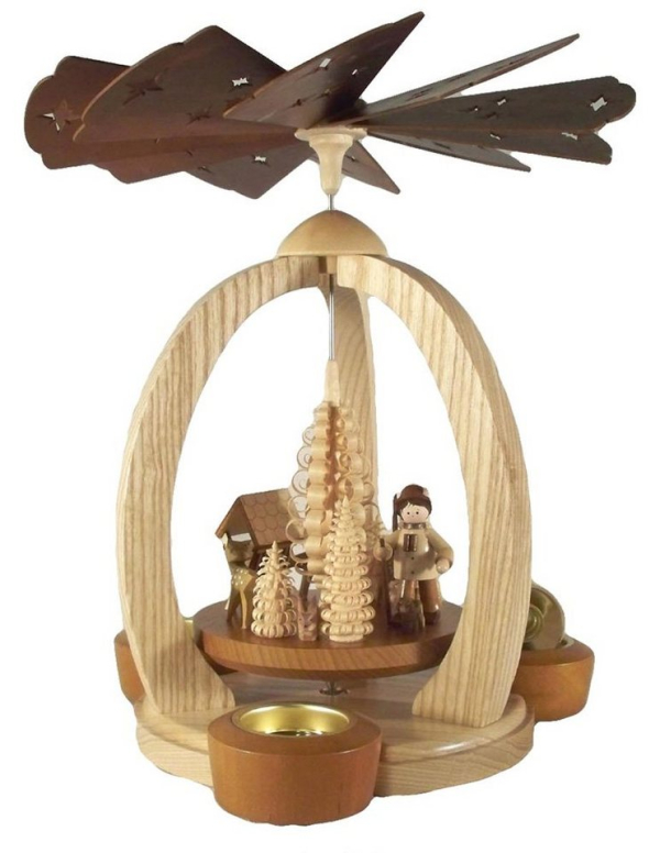 Holz- und Drechslerwaren Legler Weihnachtspyramide »Pyramide mit Förster und Rehen«, Hergestellt im Erzgebirge – Made in Germany