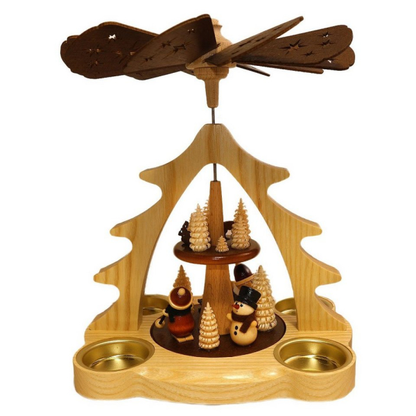 Holz- und Drechslerwaren Legler Weihnachtspyramide »Pyramide Weihnachtsmann und Schneemann«, Hergestellt im Erzgebirge – Made in Germany