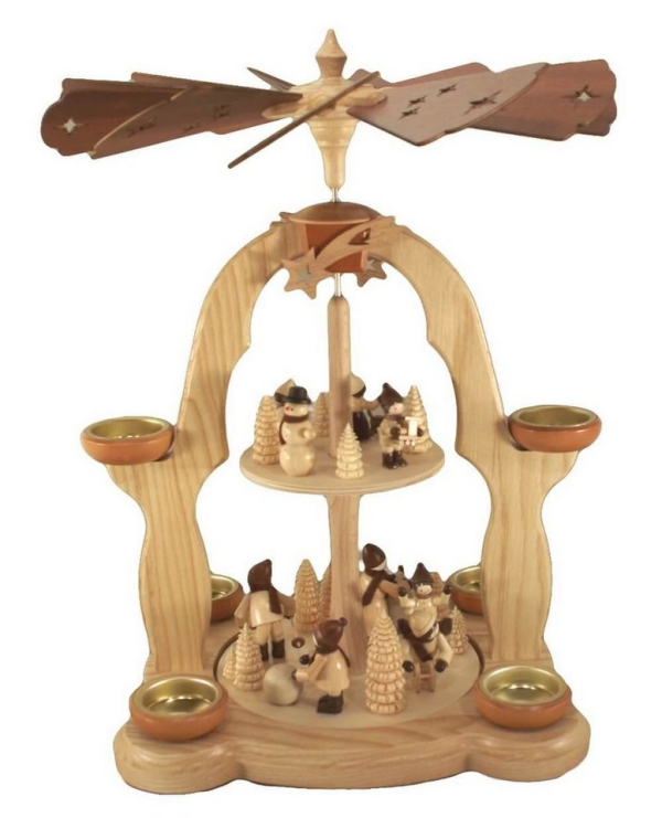 Holz- und Drechslerwaren Legler Weihnachtspyramide »Weihnachtspyramide Winterkinder 2-stöckig von Legler«, Weihnachtspyramide Winterkinder 2-stöckig