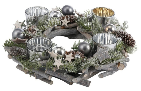 Home affaire Adventskranz, aus Echtholz für 4 Teelichter, Ø 30 cm