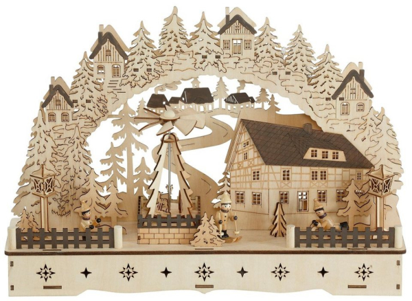 Home affaire Schwibbogen »Fachwerkhaus«, mit bewegter Pyramide, 3D-Optik