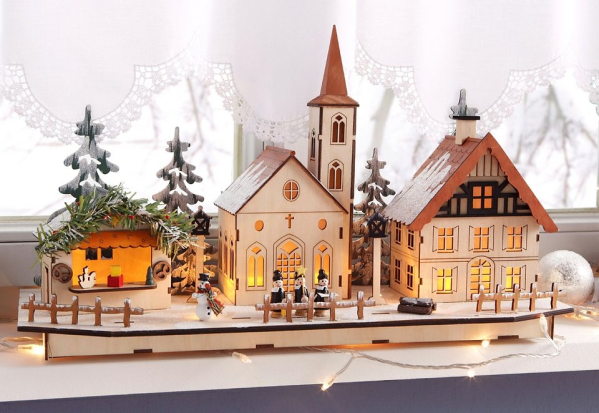 Home affaire Weihnachtsdorf, aus Holz, mit LED-Beleuchtung