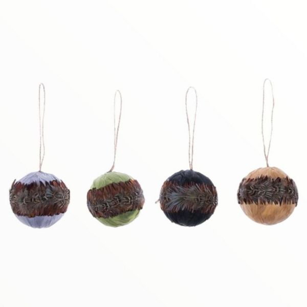 Home Society B.V. Weihnachtsbaumkugel »4x Weihnachtskugeln Federn 7,5cm Weihnachtsschmuck Weihnachtsdeko Anhänger Weihnachten Baumschmuck Kugeln…