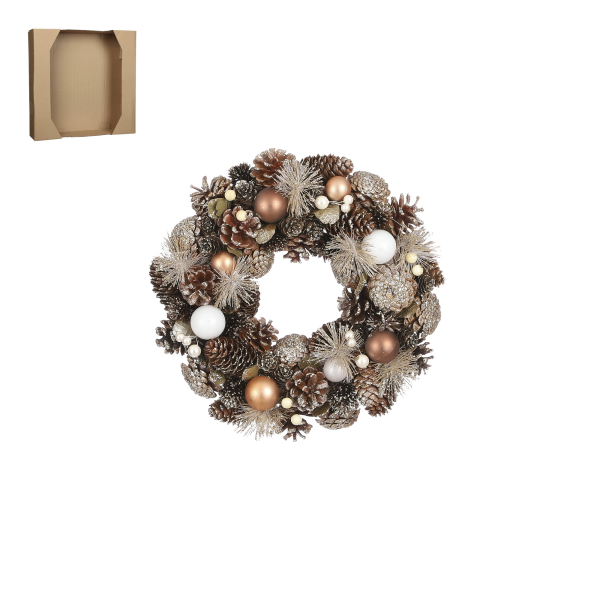 House of Seasons Weihnachtskranz braun/beige Ø 34 cm
