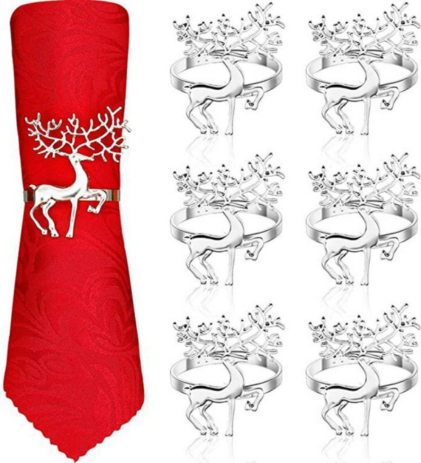 Housruse Serviettenring »Serviettenringe Set mit 6 weihnachtlichen Serviettenringen mit Hirschen, ausgefallene Rentier-Serviettenschnallen,…