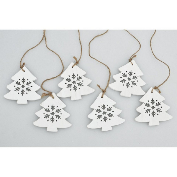 HTI-Line Dekoobjekt »Anhänger Margie 6er Set« (6 St), Dekoration Tannenbaum Holzdeko Geschenkanhänger Baumschmuck