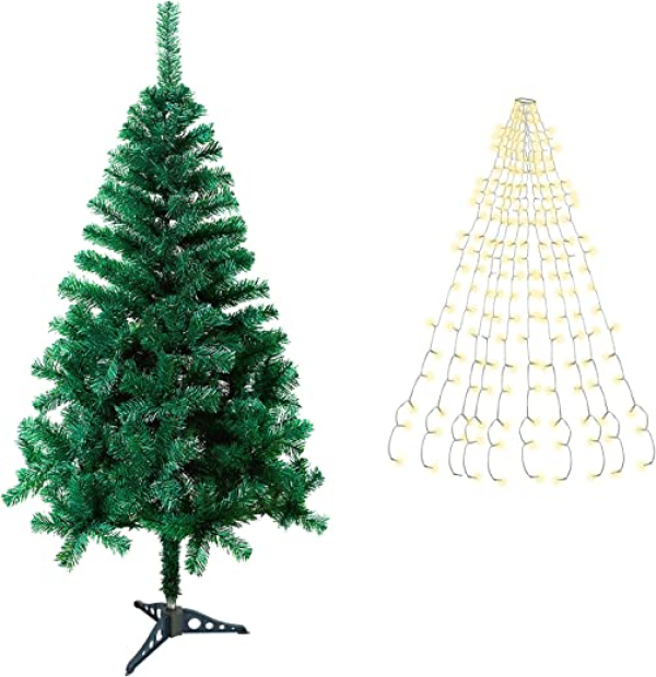 Ikodm 120cm Künstlicher Weihnachtsbaum mit 8 Modi Christbaumbeleuchtung, Weihnachtsbaum mit Metallständer Material PVC und 200 Spitzen,…