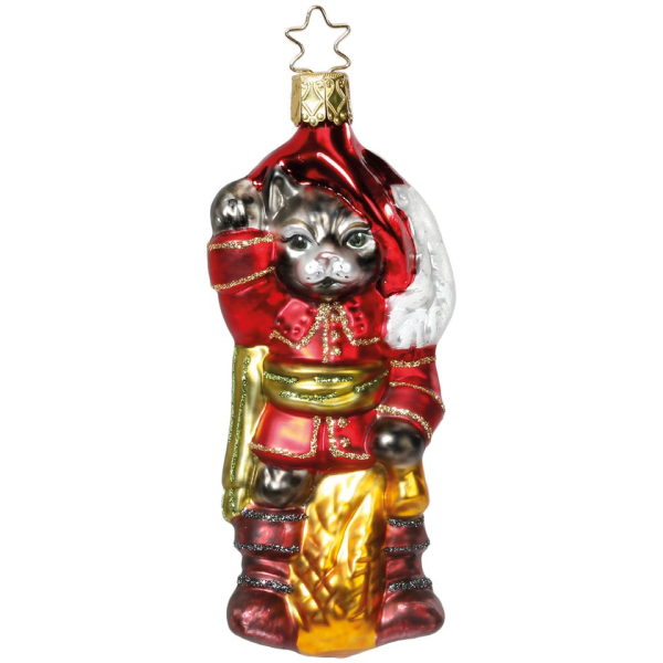 INGE-GLAS® Christbaumschmuck »Der gestiefelte Kater 11,5cm Märchenfigur« (1-tlg), mundgeblasen, handbemalt