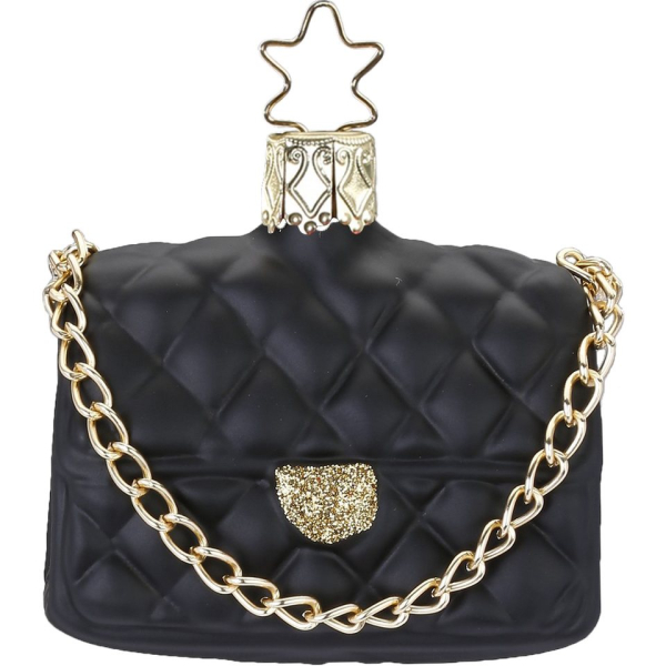 INGE-GLAS® Christbaumschmuck »Handtasche schwarz matt« (1-tlg), mundgeblasen, handbemalt