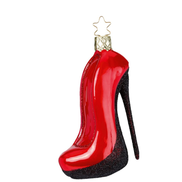 INGE-GLAS® Christbaumschmuck »High Heel glänzend rot 9,5cm, Schickimicki« (1-tlg), mundgeblasen, handbemalt