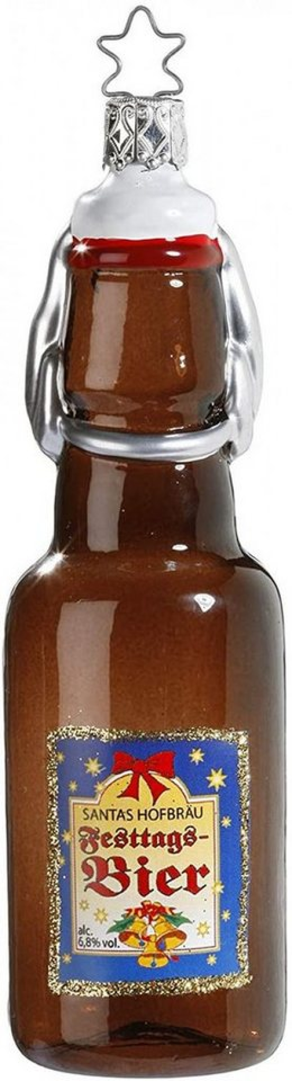 INGE-GLAS® Christbaumschmuck »Inge-Glas Christbaumanhänger Bierflasche Festtagsbier«, Inge Glas Stenekrönchen