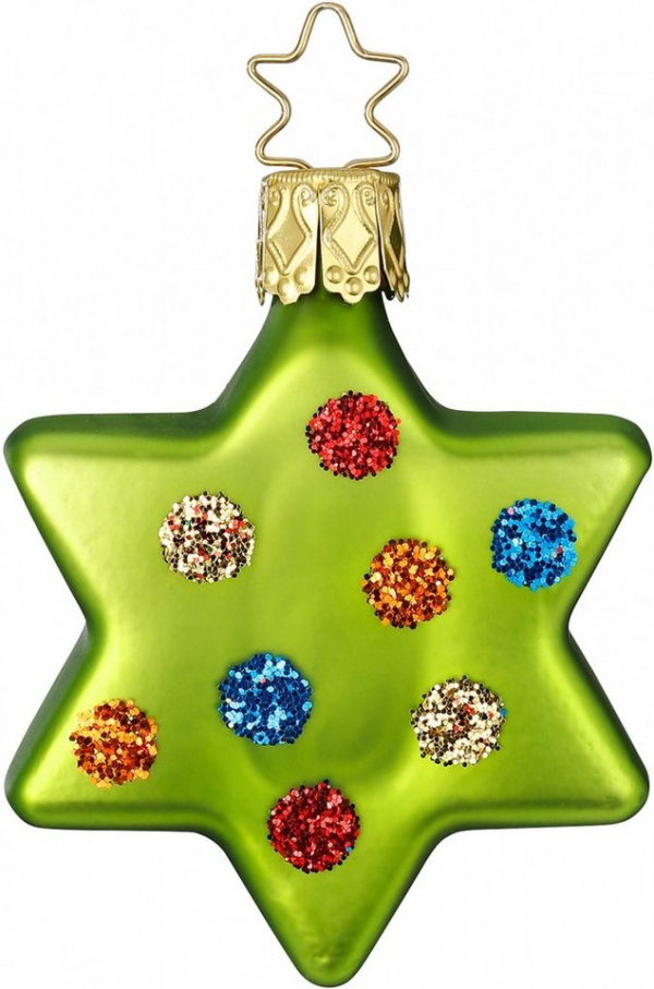 INGE-GLAS® Christbaumschmuck »Inge-Glas Christbaumanhänger „Stern – Happy Dots“ handbemalt«, handdekoriert