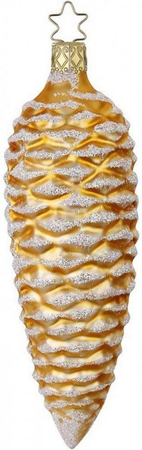 INGE-GLAS® Christbaumschmuck »Inge-Glas Christbaumanhänger Tannenzapfen gold/weiß«, mundgeblasen, handarbeit