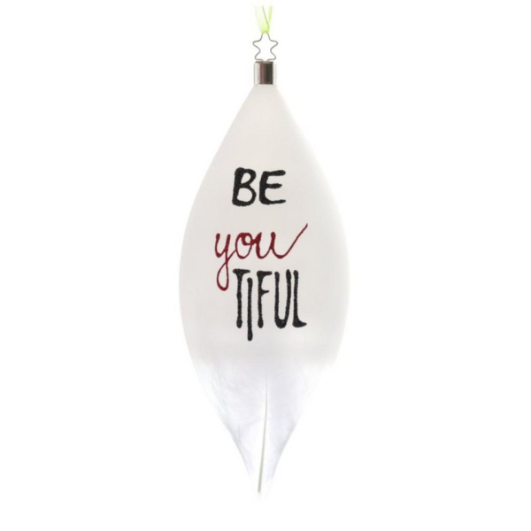 INGE-GLAS® Christbaumschmuck »INGE-GLAS Glas-Hänger Olive BEAUTIFUL weiß matt« (1-tlg)