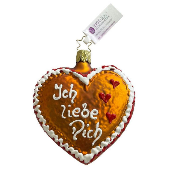 INGE-GLAS® Christbaumschmuck »INGE-GLAS® Weihnachts-Hänger Glas-Lebkuchen-Herz« (1-tlg)