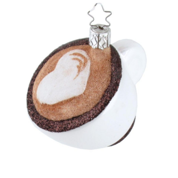 INGE-GLAS® Christbaumschmuck »INGE-GLAS Weihnachts-Hänger Cappuccino mit Herz« (1-tlg)