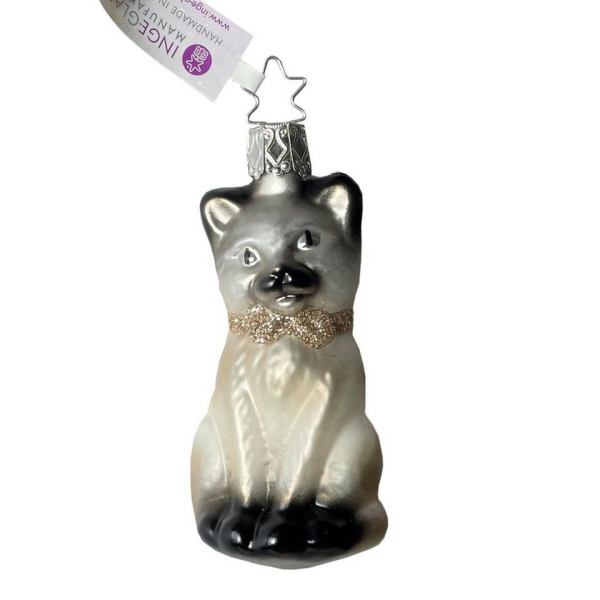 INGE-GLAS® Christbaumschmuck »INGE-GLAS® Weihnachts-Hänger Schmuse-Kätzchen« (1-tlg)