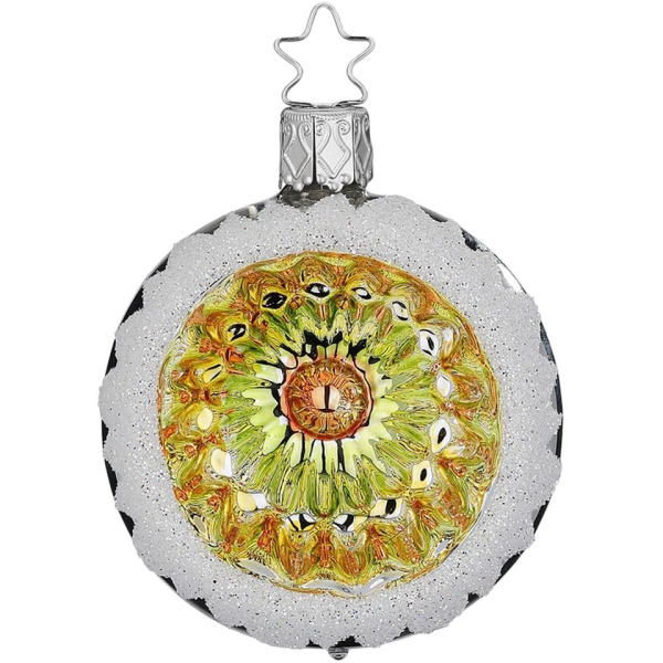 INGE-GLAS® Christbaumschmuck »Reflexkugel Ornament Ø6cm silber glanz« (1-tlg), mundgeblasen, handbemalt