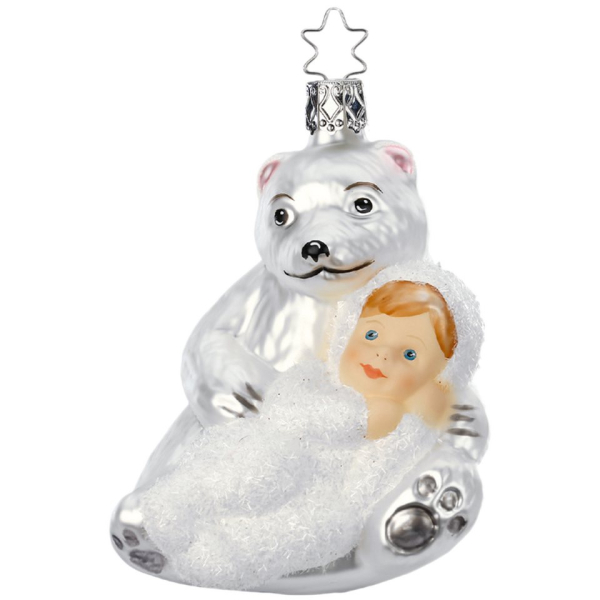INGE-GLAS® Christbaumschmuck »Schneekind, Kuschelbär« (1-tlg), mundgeblasen, handbemalt